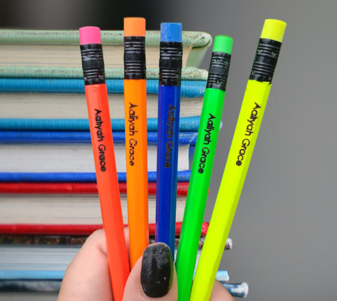 Personalized NEON Back to School Pencils Supplies Teacher Appreciation ...