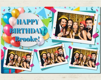 Birthday Confetti Photo Booth Template Postcard Layout 4x6 (Editable)