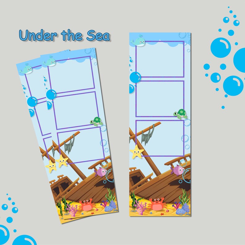 Under the Sea Birthday Photo Booth Template Strip 2x6 (editable) - Etsy