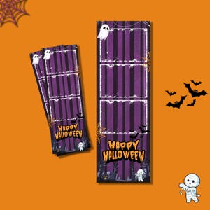 Halloween Black and Purple Photo Booth Template Strip 2x6 (Editable)