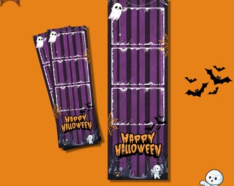 Halloween zwart en paars fotohokje sjabloonstrook 2 x 6 (bewerkbaar)