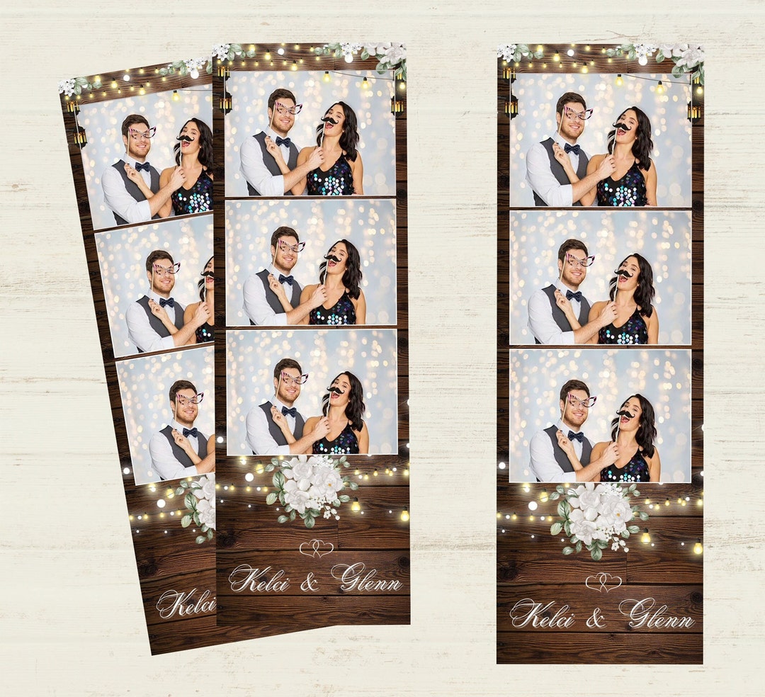 Photo inspiration: Visual Reference: Rustic Wood Wedding Photo Booth Template Strip 2X6 Editable