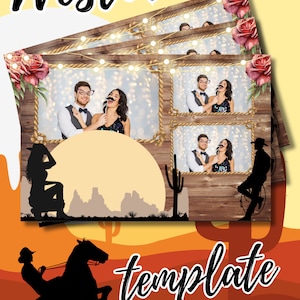 Western Cowgirl / Cowboy Hochzeit Photo Booth Vorlage Postkarte Layout 10x15 (bearbeitbar)