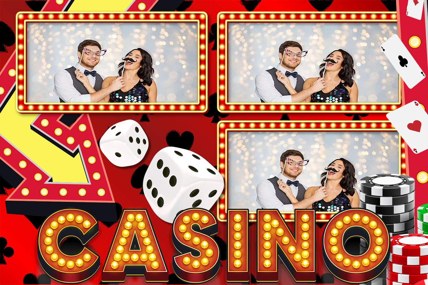 Casino Theme Photo Booth Template Postcard Layout 4x6 (editable) - Etsy