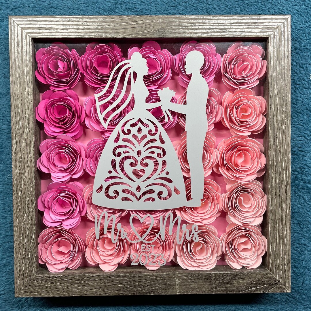 Wedding Shadow Box, Wedding Gift, Bridal Shower Gift, Floral, Flowers