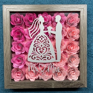 Wedding Shadow Box, Wedding Gift, Bridal Shower Gift, Floral, Flowers, Mr. And Mrs.