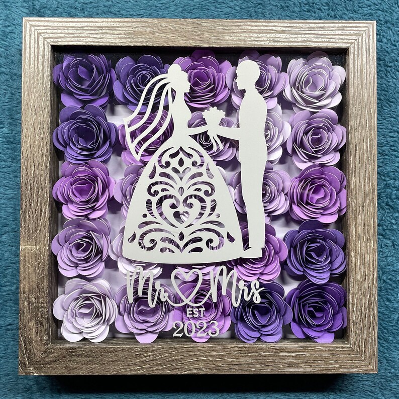 Wedding Shadow Box, Wedding Gift, Bridal Shower Gift, Floral, Flowers