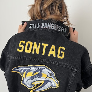 Customized Predators Jean Jacket, Custom NHL Jacket