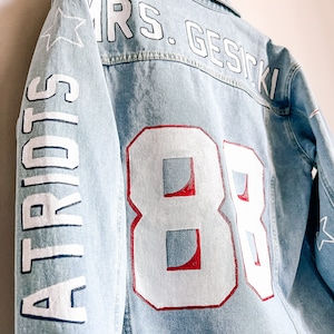 Patriots Jean Jacket, Custom Game Day Sports Jacket NFL Jacket