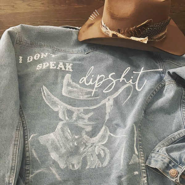 Country Concert Jacket, Zach Bryan, Wallen, Billy Strings, Chesney, Inspired Painted Jean Jacket, Cowboy Jacket