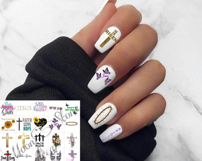 Waterslid Nail Art Jesus Set of 50 Free Shipping Etsy