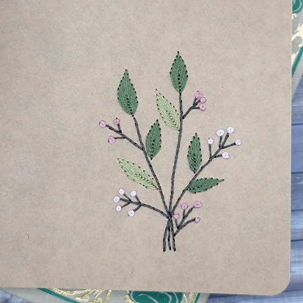 Hand Embroidered Kraft Notebooks|Floral Designs|Lined Notebooks
