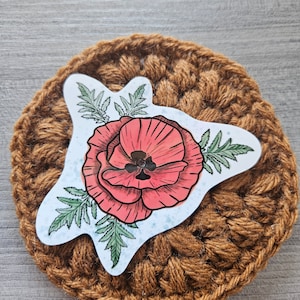 Red Poppy Watercolor Stickers| Wildflower Stickers| Vinyl and Waterproof Stickers| Red Poppies
