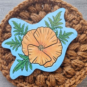 California Poppy Sticker: Waterproof Vinyl Wildflower Decal