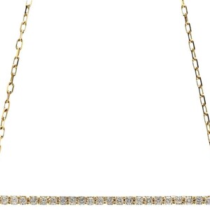 0.25Ct Stunning 14K Solid Yellow Gold Diamond Bar Necklace