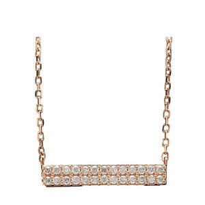 0.35Ct Stunning 14K Solid Rose Gold Diamond Bar Necklace