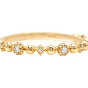 Superb 0.12 Carats Natural Diamond 14K Solid Yellow Gold Ring