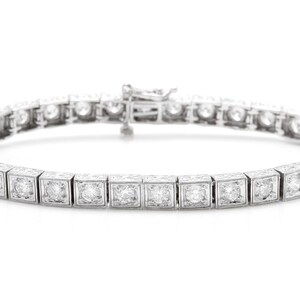 Very Impressive 3.20 Carats Natural Diamond 14K Solid White Gold Bracelet