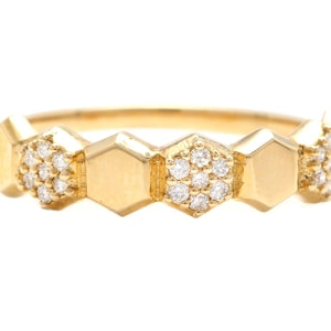 0.20Ct Natural Diamond 14K Solid Yellow Gold Band Ring
