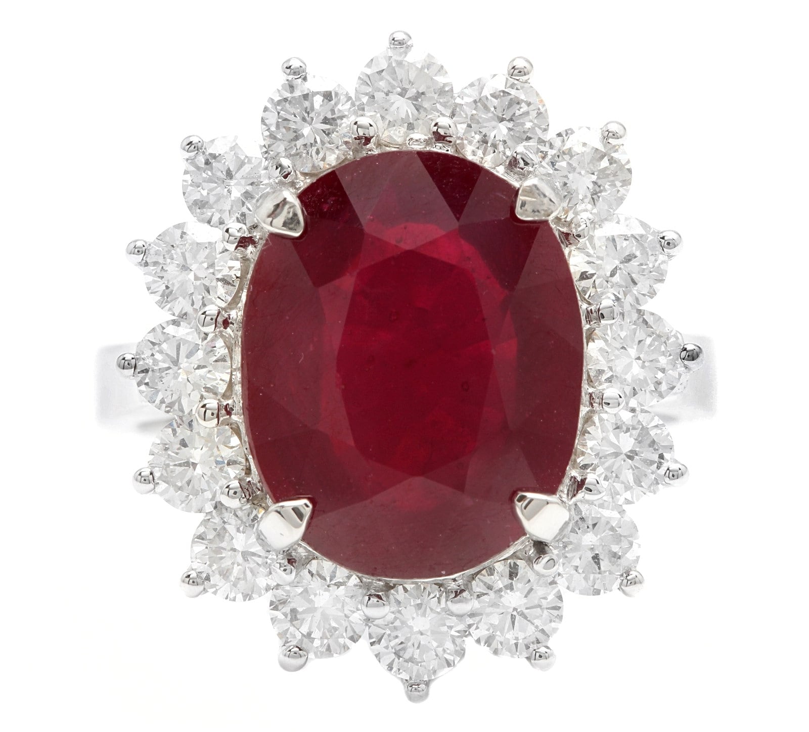 8.20 Carats Impressive Natural Red Ruby and Diamond 14K White Gold Ring ...