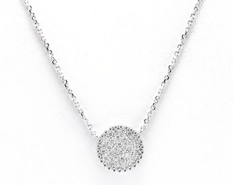 0.40Ct Stunning 14K Solid White Gold Diamond Necklace
