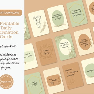 Tägliche Affirmationskarten | | Ausdruckbare Affirmationen | Positive Affirmationen | Tägliche Affirmationen zur psychischen Gesundheit