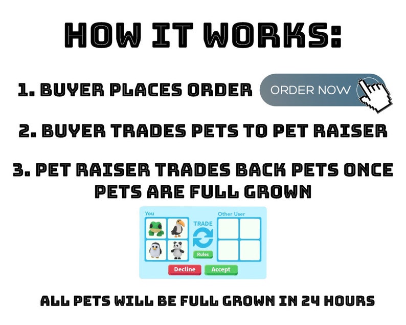 Adopt Me Pet Raising Service Newborn to Full Grown in Under Etsy