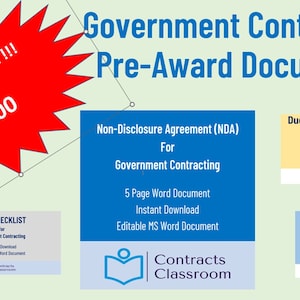 Government Contracting Pre-Award Documents Bundle   SPECIAL PRICE