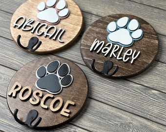 Custom Dog Gift, Personalized Dog Leash Holder, Dog Leash Holder For Wall, Dog Leash Sign, Mudroom Leash Hanger, Paw Print Leash Holder