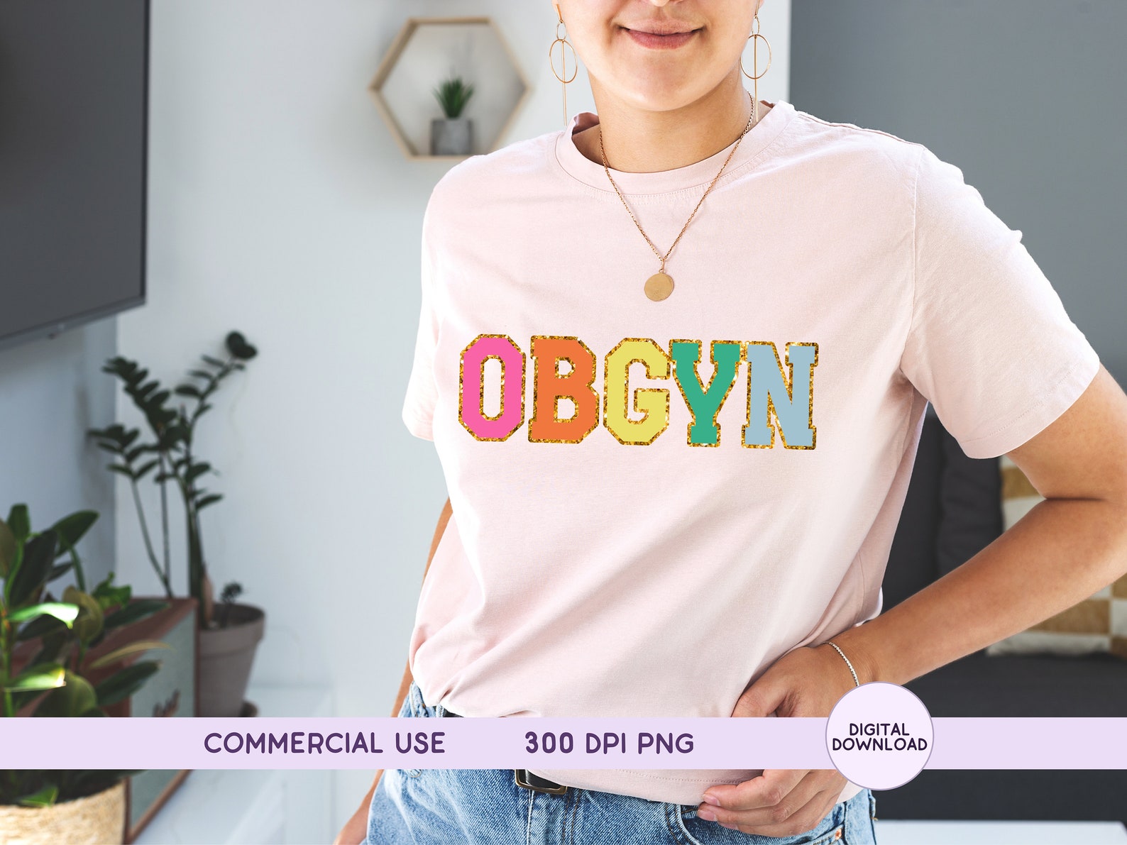 OBGYN Preppy PNG, Faux Chenille Letters, Varsity Letters PNG, Obgyn ...