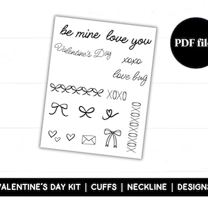 Valentine's Day Stick and Stitch Designs PDF Download | Stick and Stitch Embroidery Patches | DIY Printable Hand Embroidery Digital Download