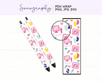 Sonographer Sublimation Pen Wrap | Sonography Sublimation Pen | PNG Sublimation Pen Wrap | Ultrasound png | Pen Design | Baby Pen Wrap