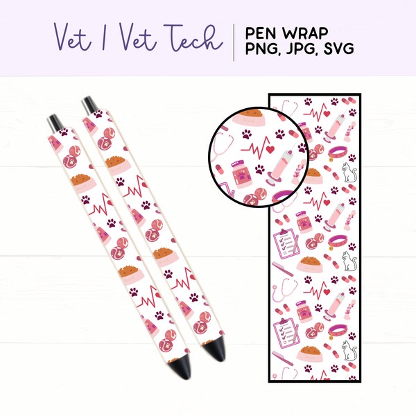 Vet Sublimation Pen Wrap | Sublimation Pen | PNG Sublimation Pen Wrap | Veterinarian PNG | Vet Tech Pen Design | Vet Tech SVG | Pen Wrap