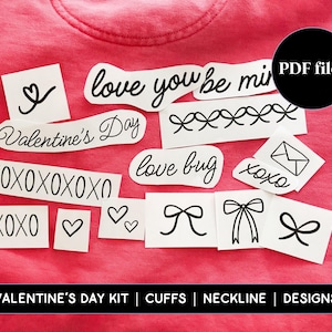 Valentine's Day Stick and Stitch Designs PDF Download | Stick and Stitch Embroidery Patches | DIY Printable Hand Embroidery Digital Download