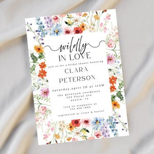 Wildflower Bridal Shower Invitation, Boho Garden Theme (Editable Printable Template) image 3