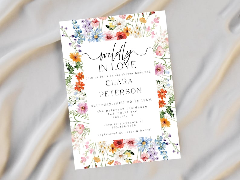 Wildflower Bridal Shower Invitation, Boho Garden Theme (Editable Printable Template) image 3