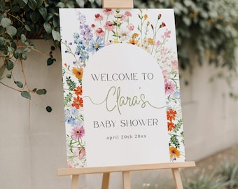 Wildflower Baby Shower Welcome Sign – Editable 18x24/36x48 Canva Template
