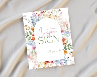 Wildflower Arch Sign Template 8x10, Editable Floral Printable Sign