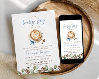 Coffee Baby Shower Invitation | Little Bean Invite (Editable Template)