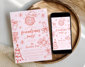 Friendsmas Party Invitation | Editable Holiday Gathering (Digital Download)