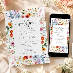 Wildflower Bridal Shower Invitation, Boho Garden Theme (Editable Printable Template) image 1