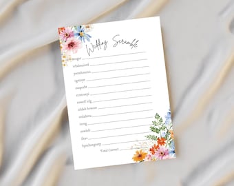 Wedding Scramble Game, Bridal Shower Activity, Editable Canva Template (5x7")
