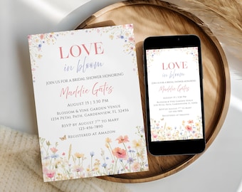 Love in Bloom Invitation – Floral Wedding / Bridal Shower Invite