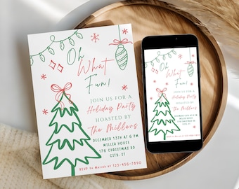 Oh What Fun Christmas Party Invitation • Editable Template (Digital)