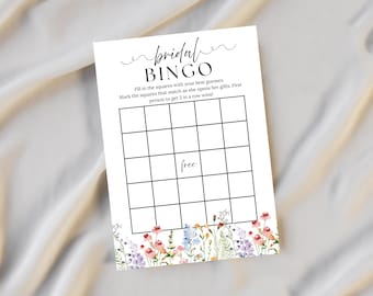 Wildflower Bridal Bingo Game, Rustic Floral Shower Activity (Digital Download)