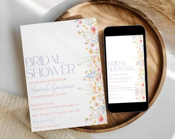 Floral Bridal Shower Invitation, Garden Theme (Digital)