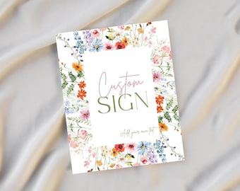 Custom Wildflower 8x10 Sign, Personalized Wildflower Print