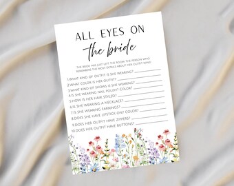 Wildflower All Eyes on the Bride Bridal Shower Game – Editable Canva Template