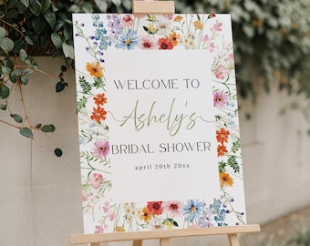 Wildflower Bridal Shower Welcome Sign – Boho Floral Template (Digital Download 18x24"/24x36")