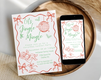 Christmas Cocktail Party Invitation • Editable Holiday Template